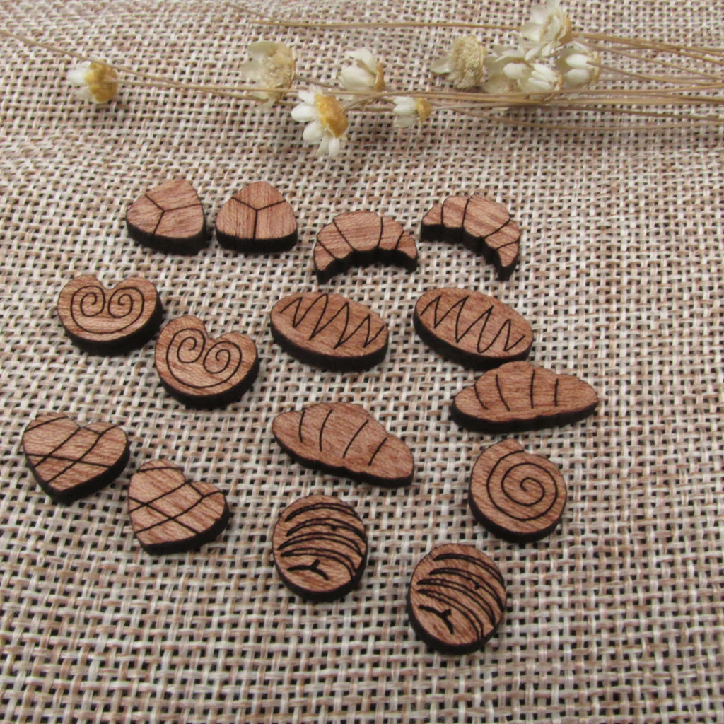 5 Pair Unfinished Blank Foods Wood Cabochon Bread Bakery Wooden Shape Charms Pendant For DIY Jewerly Earrings Suppliers