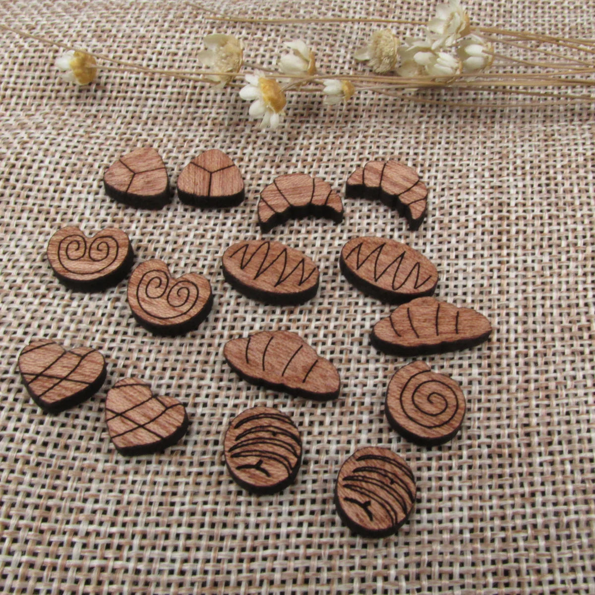 5 Pair Unfinished Blank Foods Wood Cabochon Bread Bakery Wooden Shape Charms Pendant For DIY Jewerly Earrings Suppliers