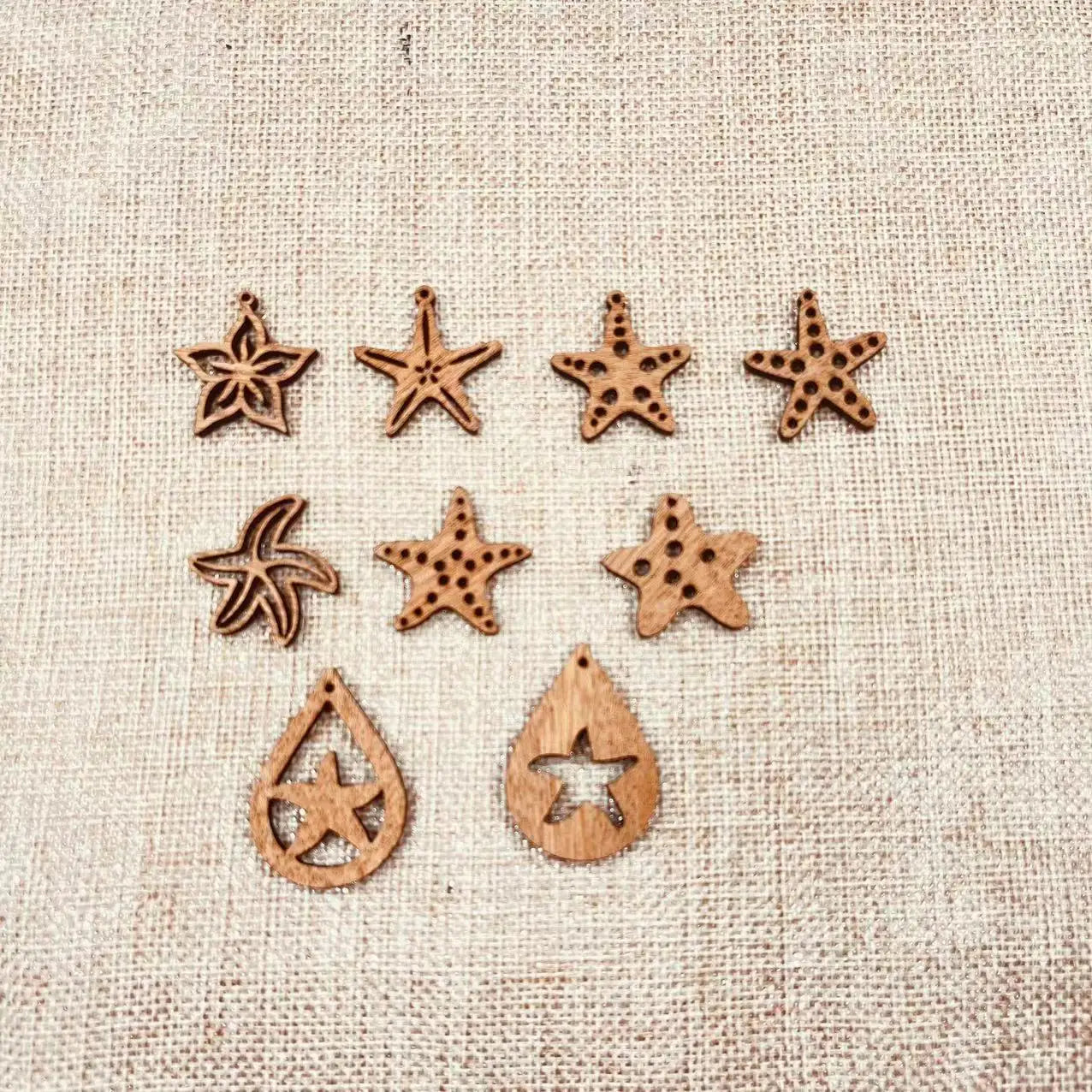 6pcs Unfinished Wood Sea Animal Ocean Starfish Charms Star Fish Earring Pendants For Jewelry Making DIY Handmade Crafte