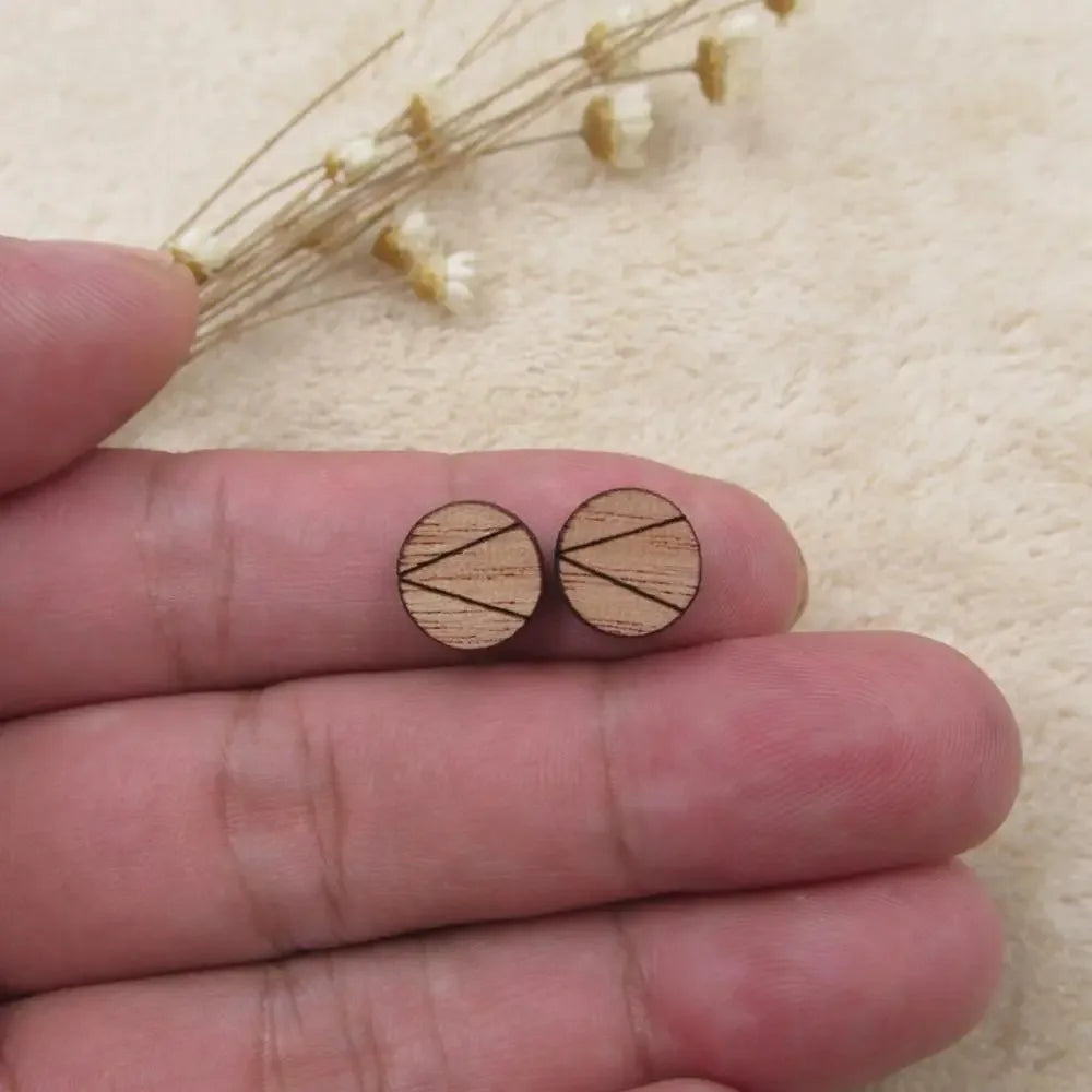 Unfinished Blank Solid Wooden Geometric Circle Round Shapes For DIy Wood Crafts Stud Earrings Accessories Jewelry Making Proj