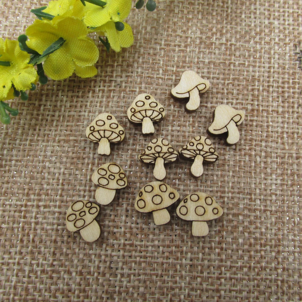10pcs Unfinished Blank Tiny Mushroom Shape Mini Wood Stud Earring Lady Post Cabochon Handmade Charms