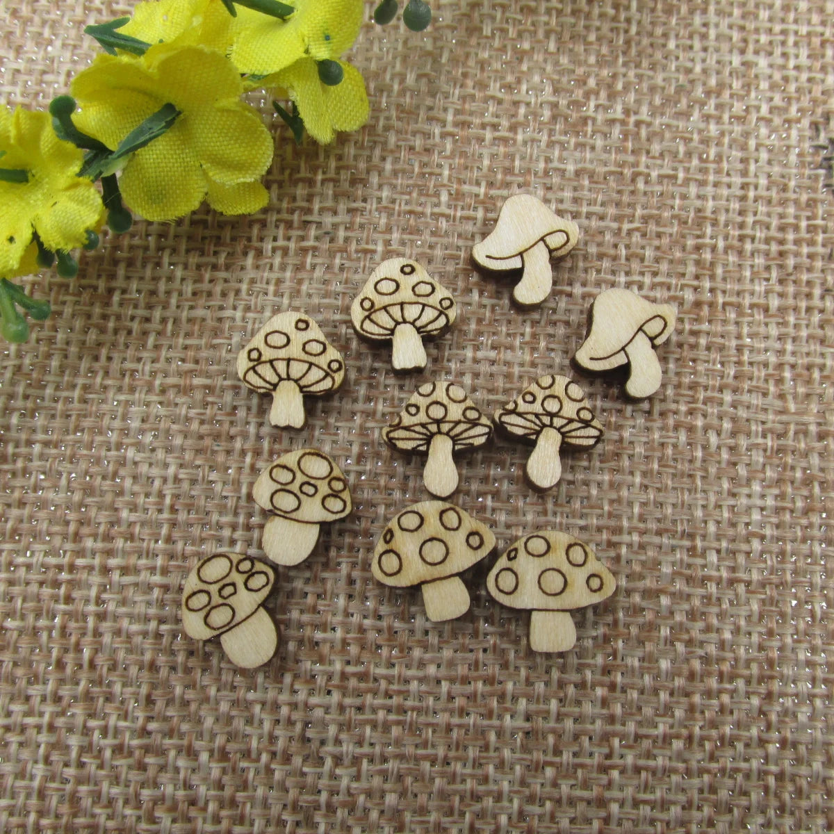 10pcs Unfinished Blank Tiny Mushroom Shape Mini Wood Stud Earring Lady Post Cabochon Handmade Charms