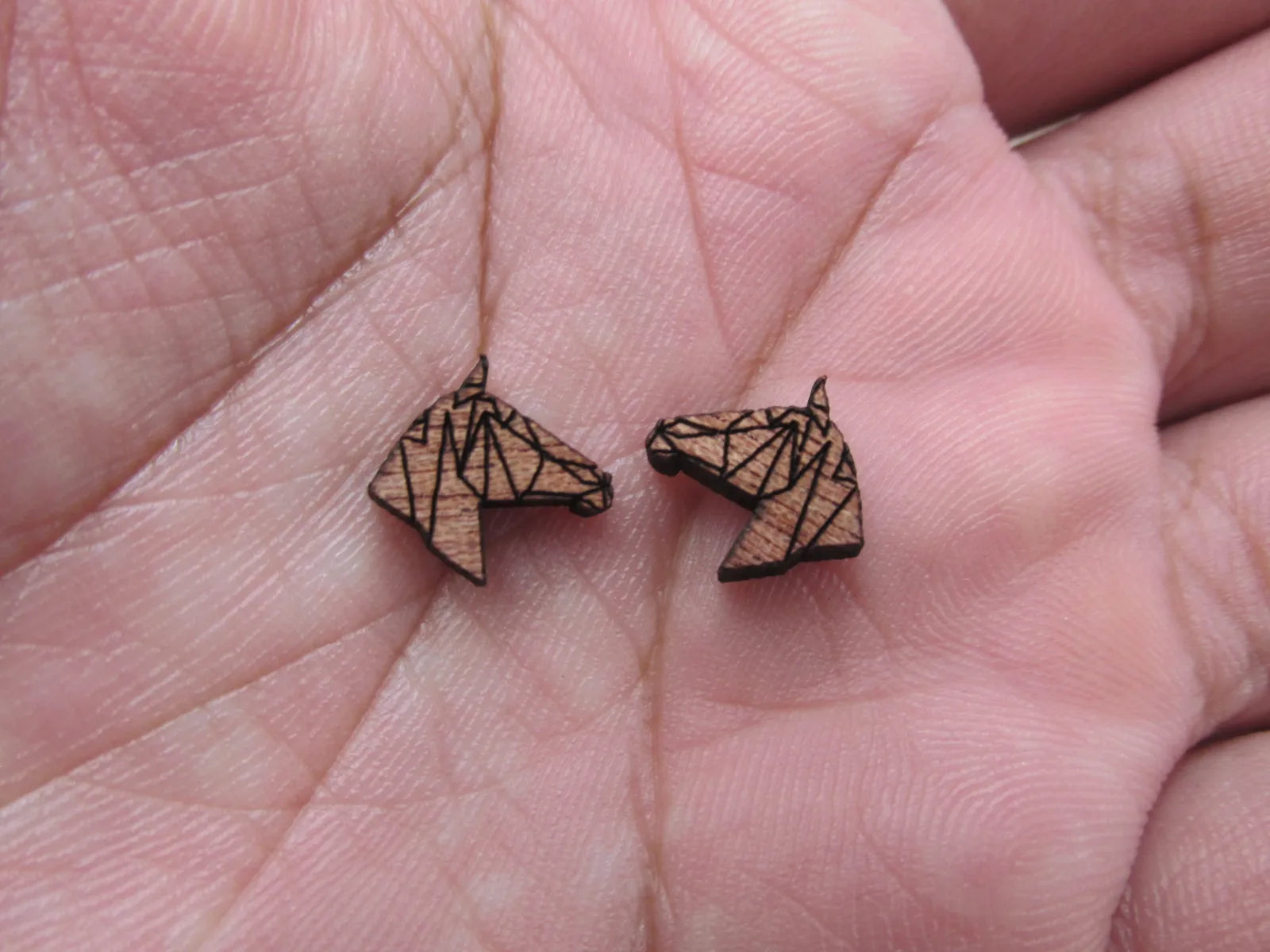 5 Pair Unfinished Wooden Cabochon Blank Animal Horse Charms Jewerly Accessory For DIY Handmade Earring Stud Pin