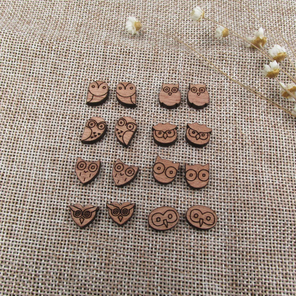 Laser Engraved Unfinished Wood Owl Bird Cabochon Charms Perfect For DIY Craft  Earring Stud  Jewerly Accessory