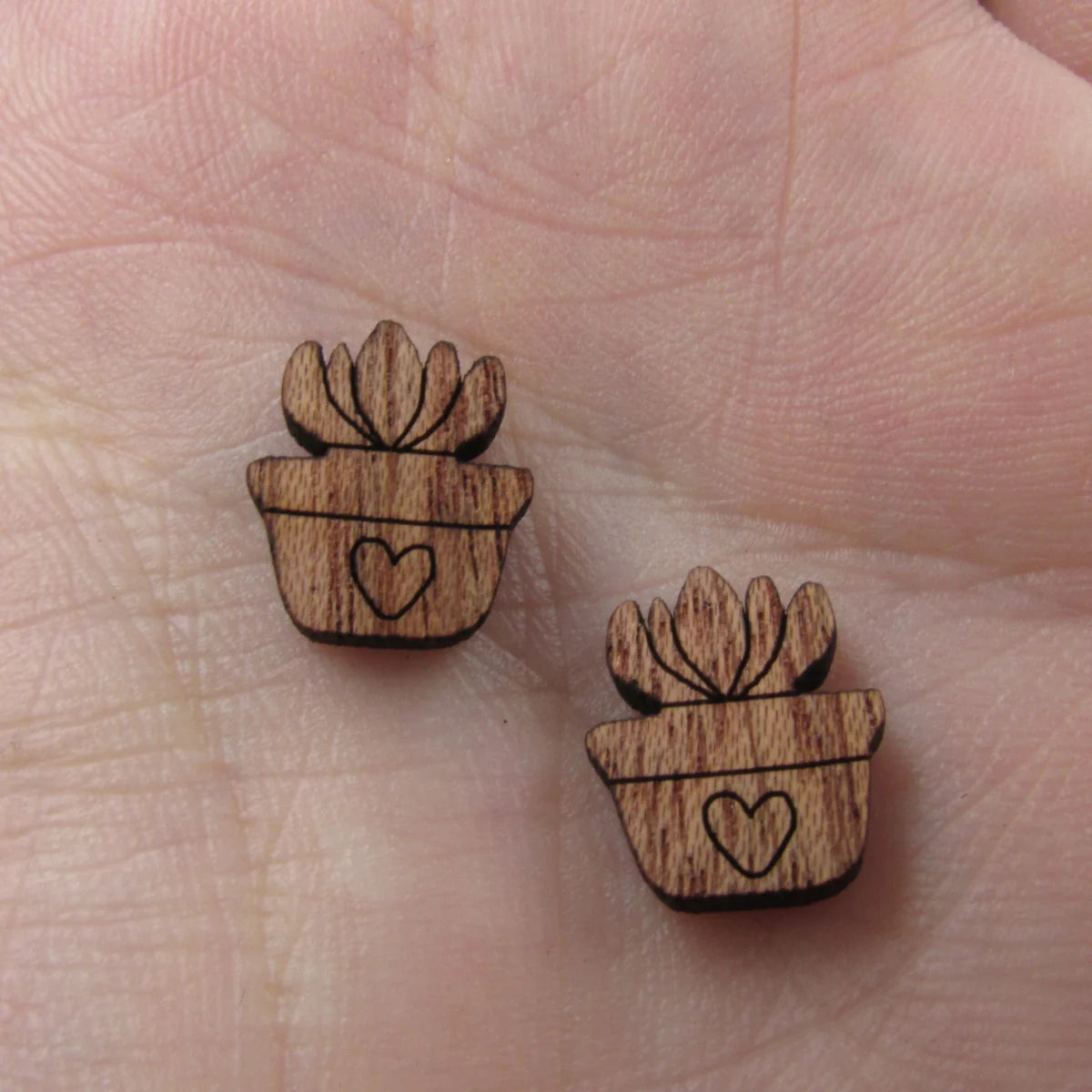 5 Pairs Unfinished Laser Engraved Wood Cabochon Shape Plants Cactus Charms Wooden Cutout Jewerly Earrings Suppliers