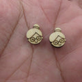 5 Pair Unfinished Blank Wooden Christmas Doll Bell Cabochon Snowflake Coal Post Mrs Claus Wood Earrings Stud Jewerly Finding