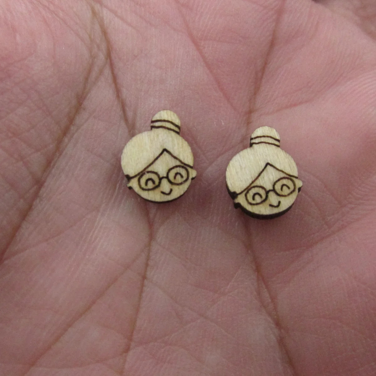 5 Pair Unfinished Blank Wooden Christmas Doll Bell Cabochon Snowflake Coal Post Mrs Claus Wood Earrings Stud Jewerly Finding