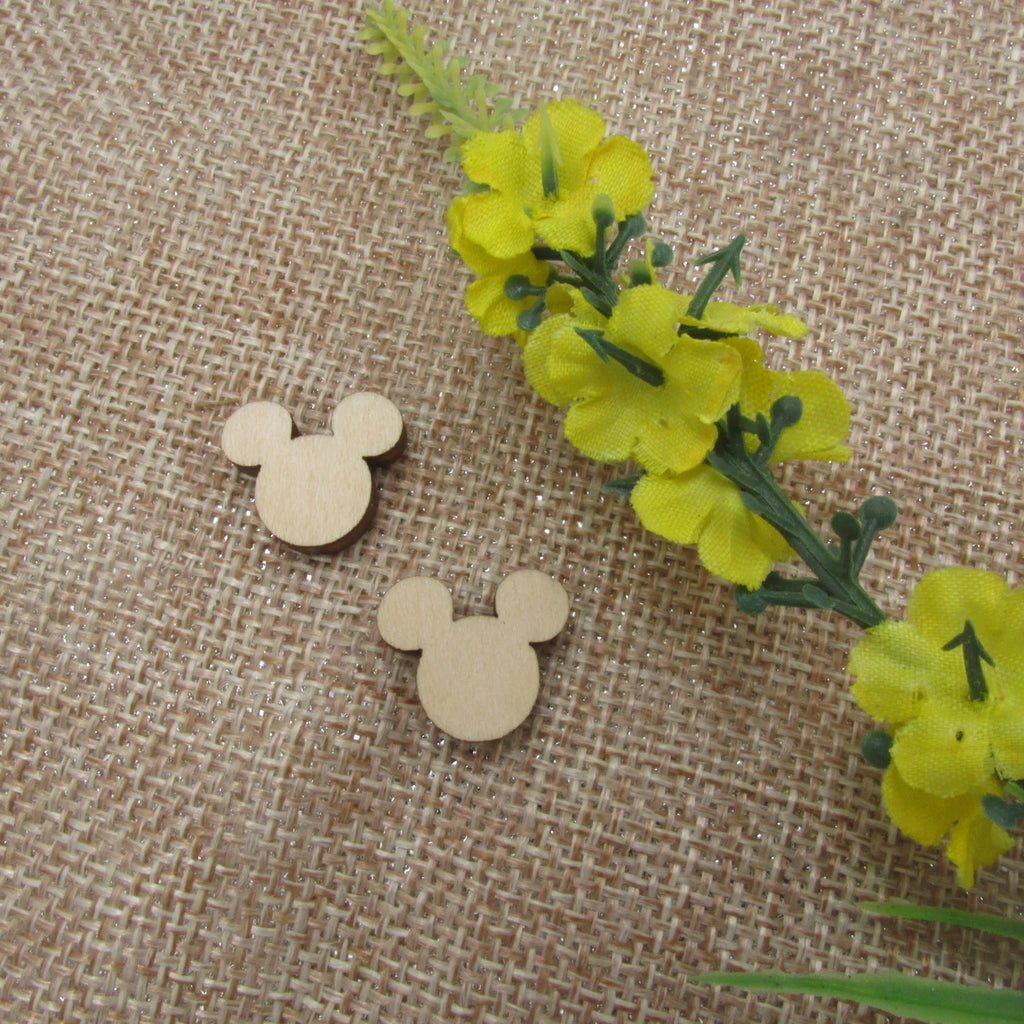 10pcs Unfinished Blank Tiny Mouse Head Shape Wood Stud Earring Cutout Cabochon Charm For DIY Jewelry Hand Painted Making