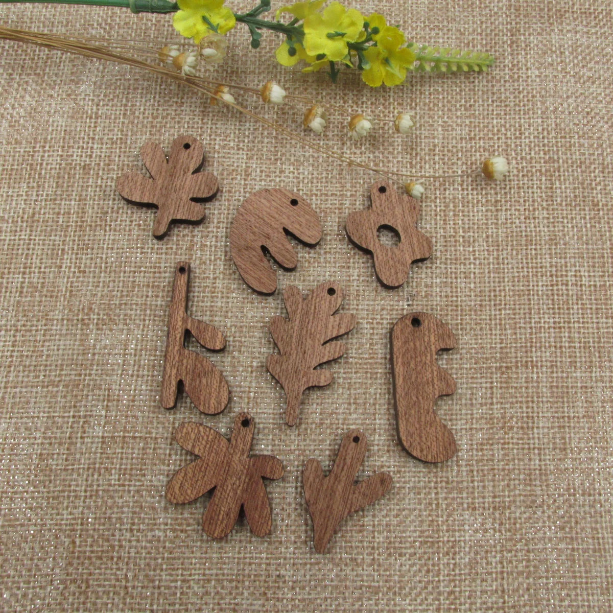6pcs Unfinished Wooden Part of Leaf Accessory Charms Necklace Pendant Bracelet For Jewelry Making Handmade Crafts diy Supplies