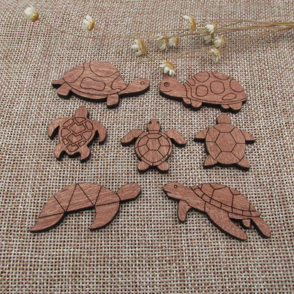 3 Pair Unfinished Beach Ocean Animal Wooden Turtle Shape Cutout For Brooches Pin Magnet Pendant Jewerly Diy Making