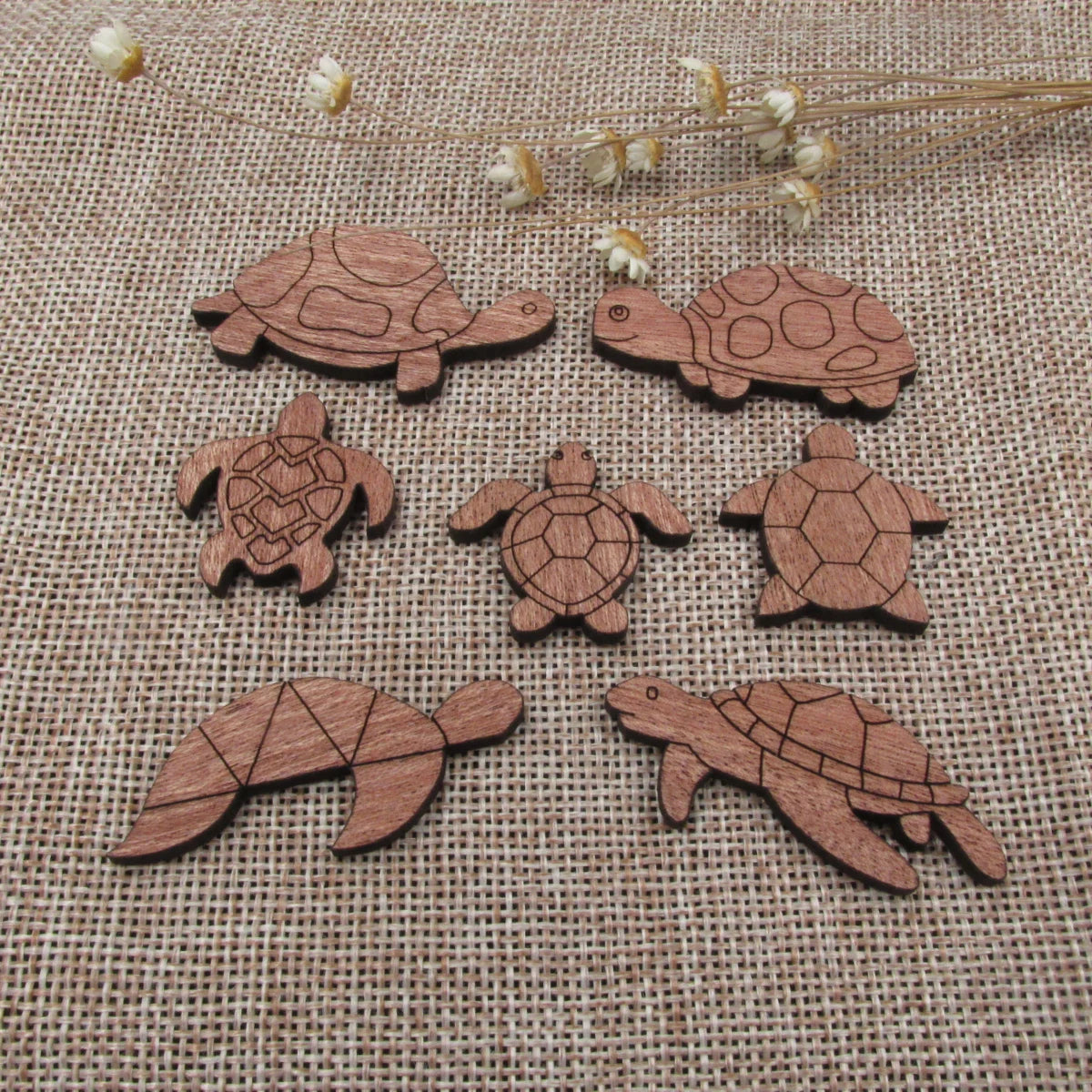 3 Pair Unfinished Beach Ocean Animal Wooden Turtle Shape Cutout For Brooches Pin Magnet Pendant Jewerly Diy Making