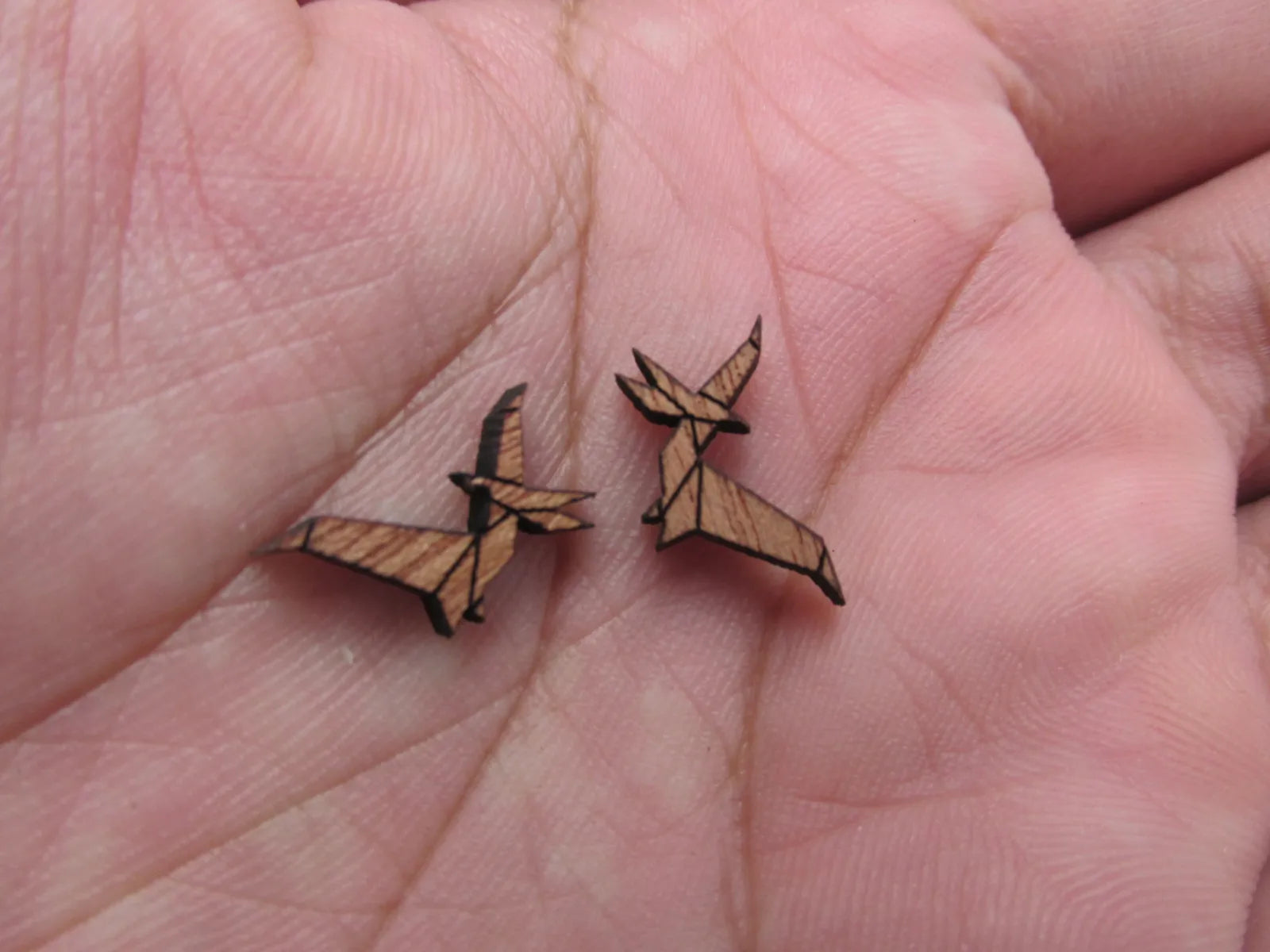 5 Pair Geometric Origami Animal Unfinished Wood Cabochon Dino Dinosaur Wood Cutout Shapes For DIY  Earrings Supplies