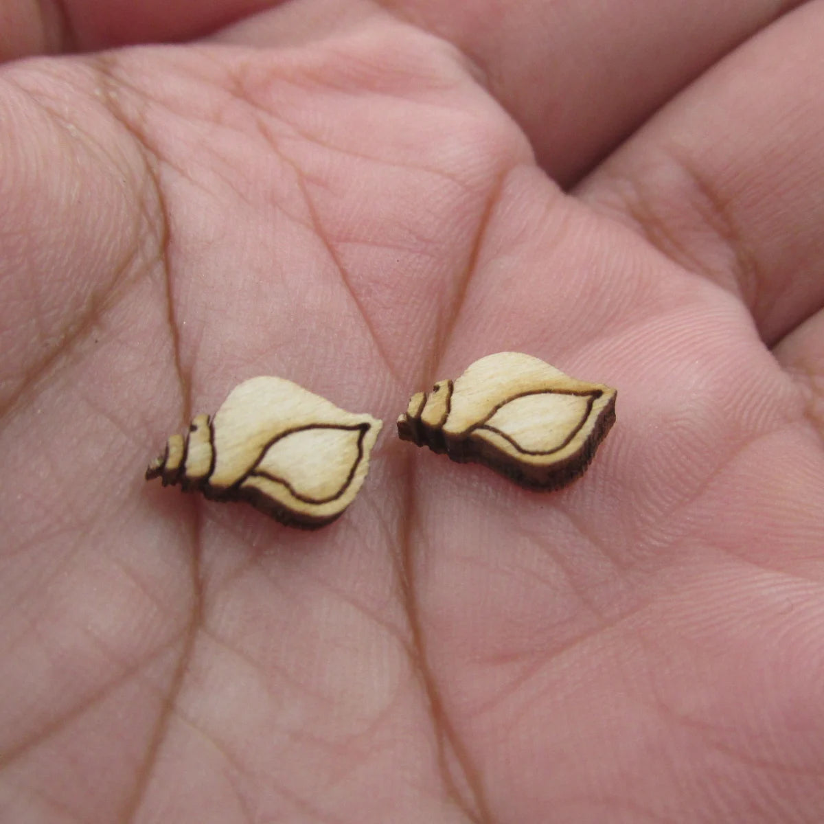5Pair Unfinished Blank Wooden Summer Beach Seashell Round Conch Sheall Cabochon Post Sand Dollar Earrings Stud