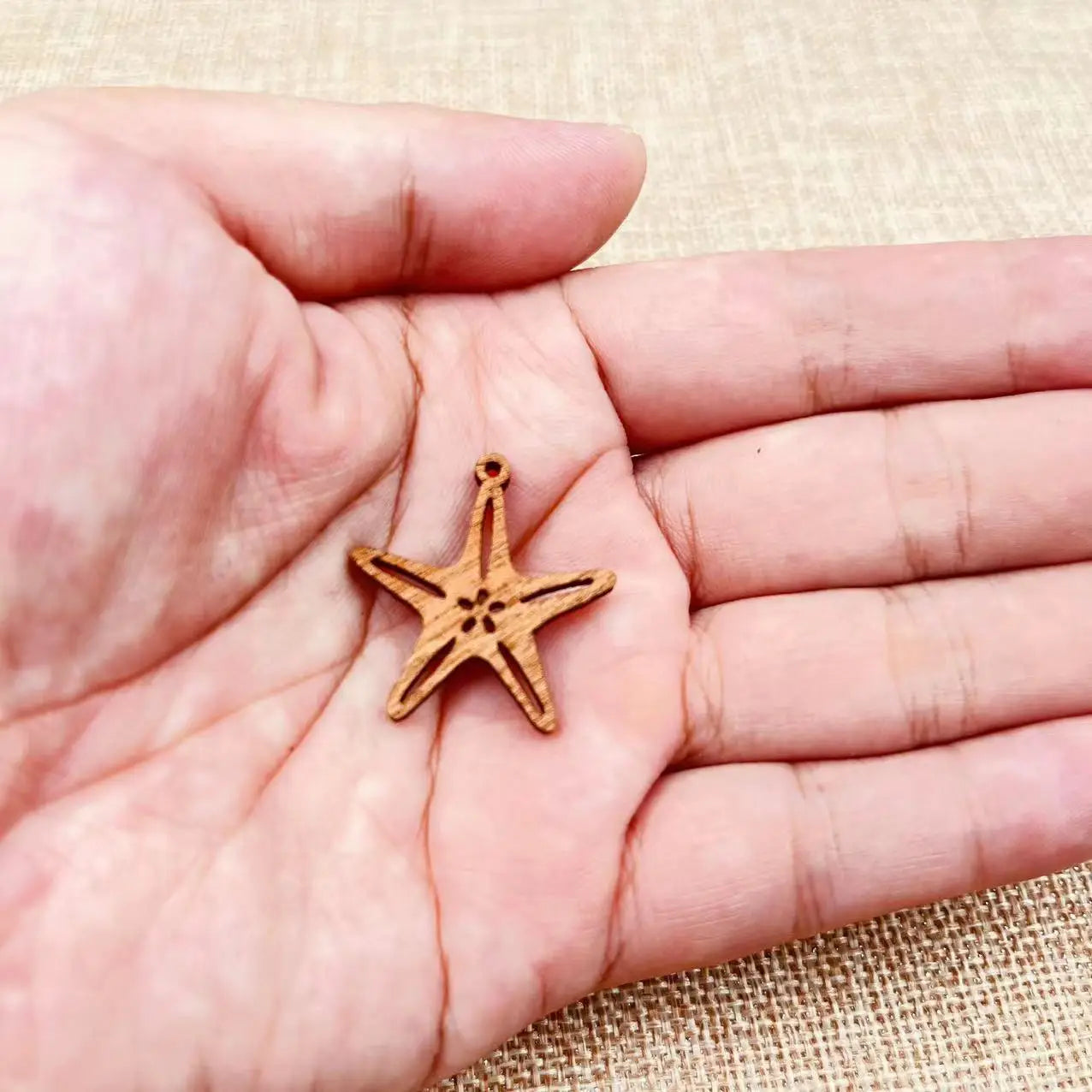 6pcs Unfinished Wood Sea Animal Ocean Starfish Charms Star Fish Earring Pendants For Jewelry Making DIY Handmade Crafte