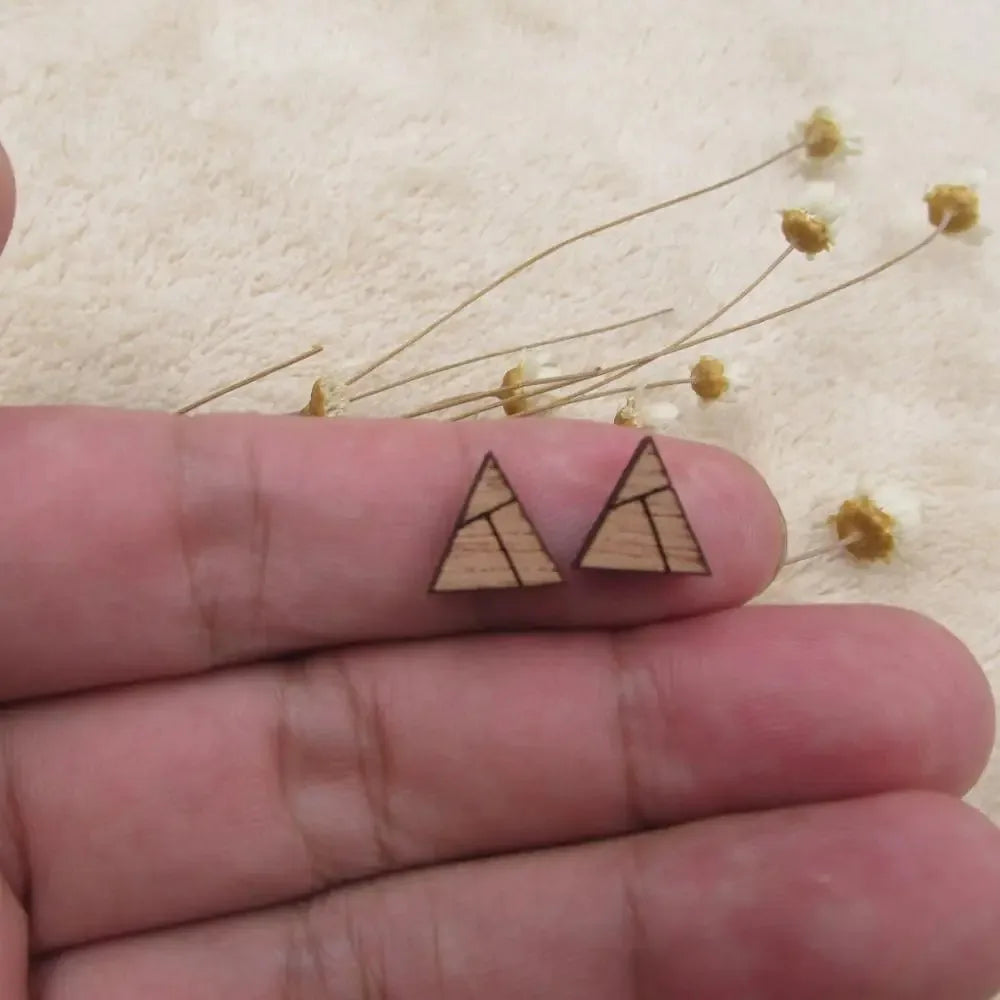 10pcs Unfinished Blank Wooden Geometric Triangular Mountain Shapes, DIY Wood Crafts Stud Earrings, Jewelry Making