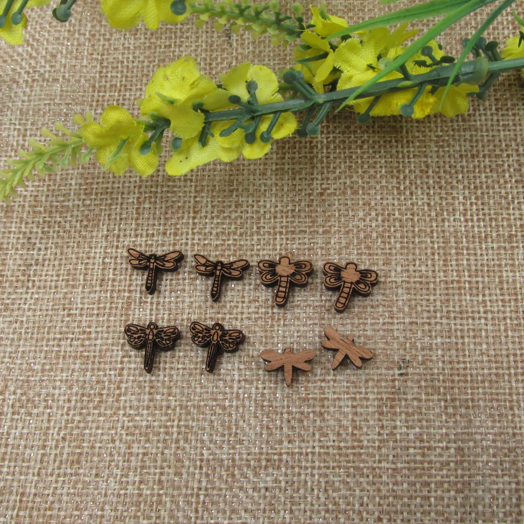 5 Pair Unfinished Wooden Cabochon Laser Cut Insect Dragonfly Jewerly Accessory For DIY Handmade Earring Stud