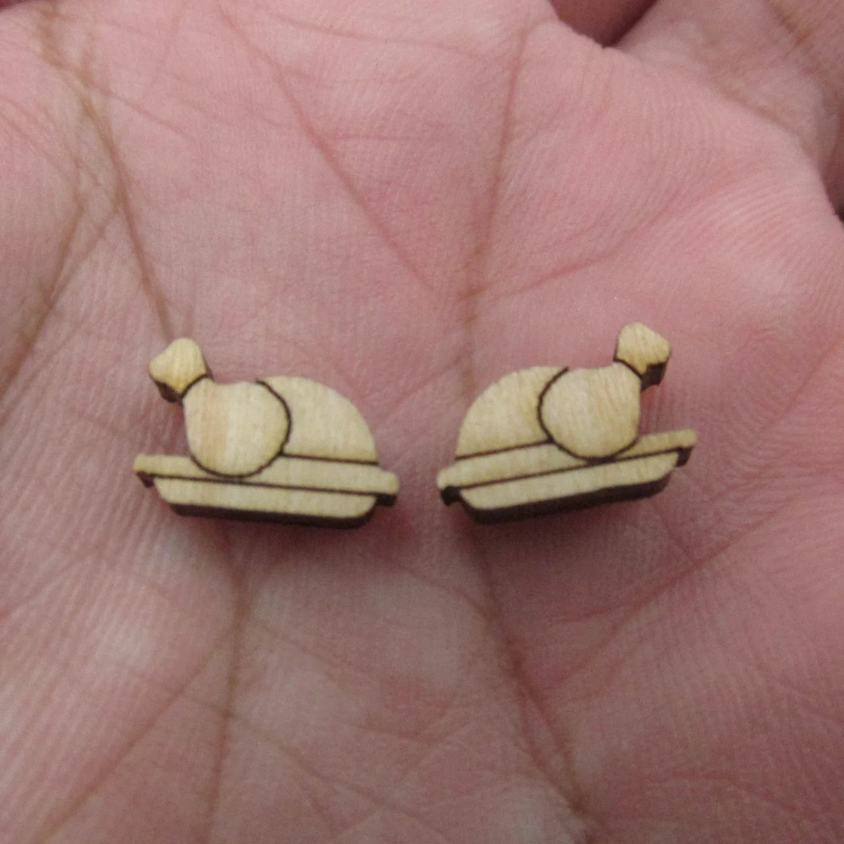 5 Pair Unfinished Blank Thanksgiving Wooden Turkey Plate Cabochon Caramel Apple Pie Post  Jam Jar Wood Earrings Stud