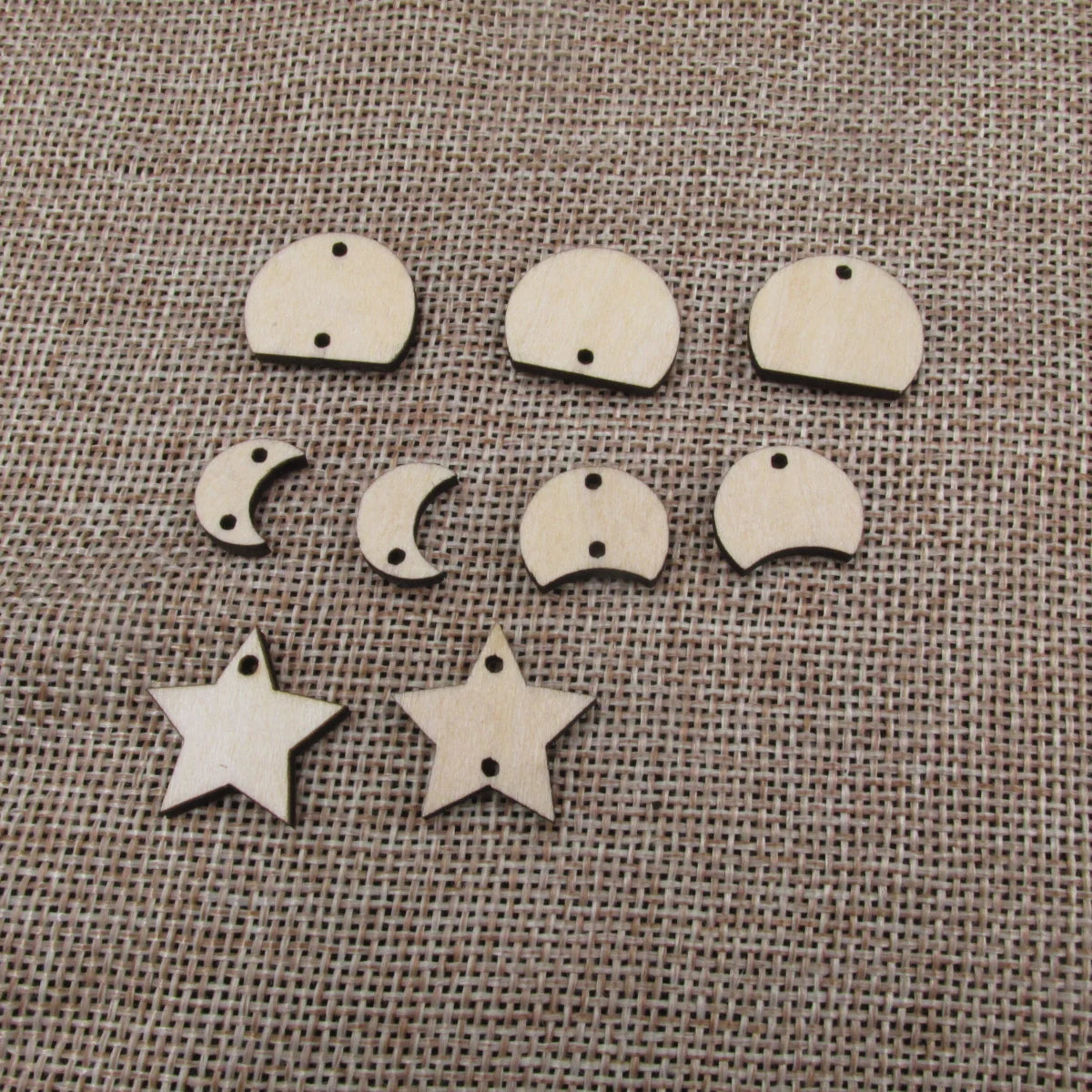 10 Pcs Unfinished Blank Wooden Moons And Star Semi Circle Shape Cutout Plywood Connector Jewelry Finding Supplies For Earrings