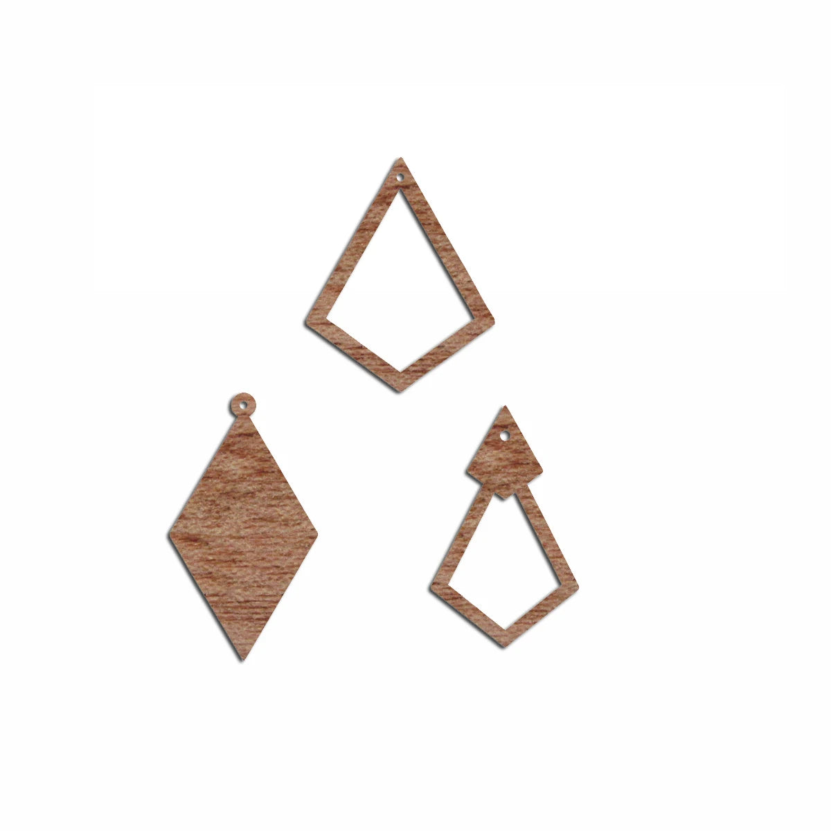 6pcs Unfinished Blank Wooden Diamond Shape Drop Wood Earring Charms Pendant for Jewelry DIY Making