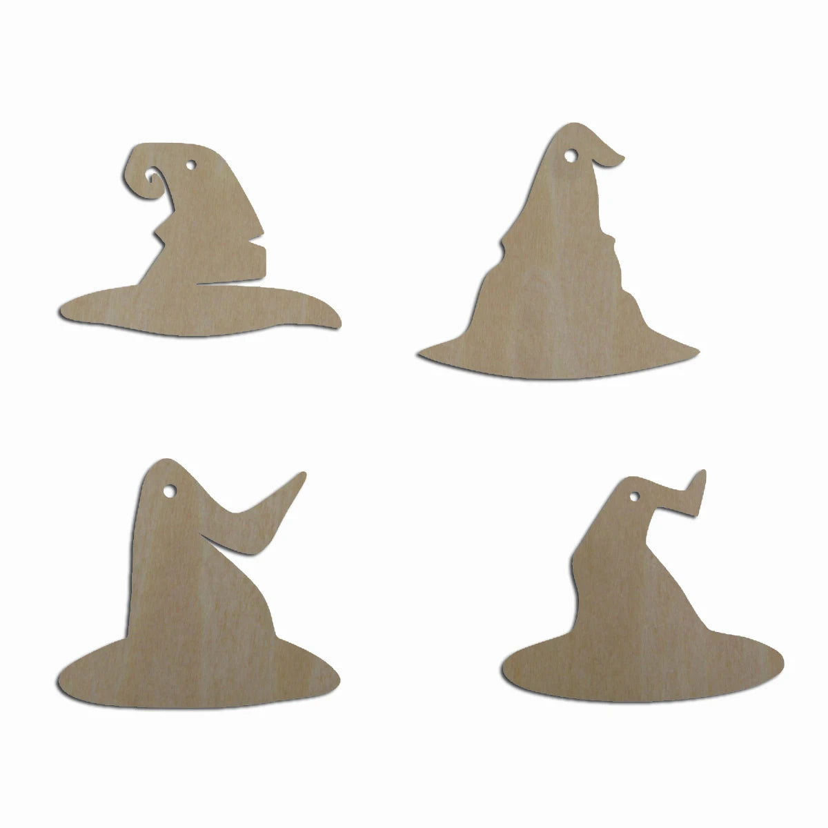 10pcs Bulk Unfinished Wooden Blank Holiday Halloween Witch Hat Cutout Shape For Spooky Horror Theme Earring