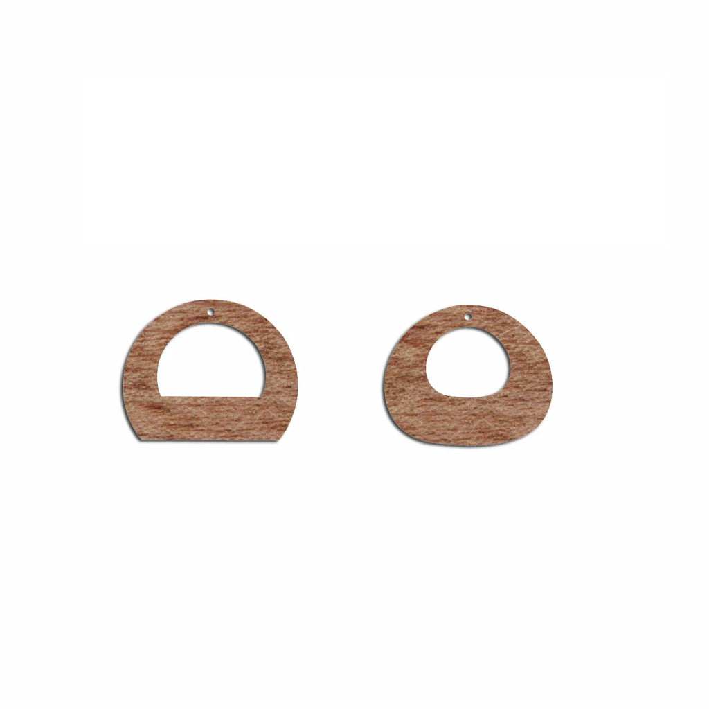 6pcs Unfinished Blank Wooden Semicircle Stone Shape Macrame Wood Earring Charms Pendant for Jewelry Making