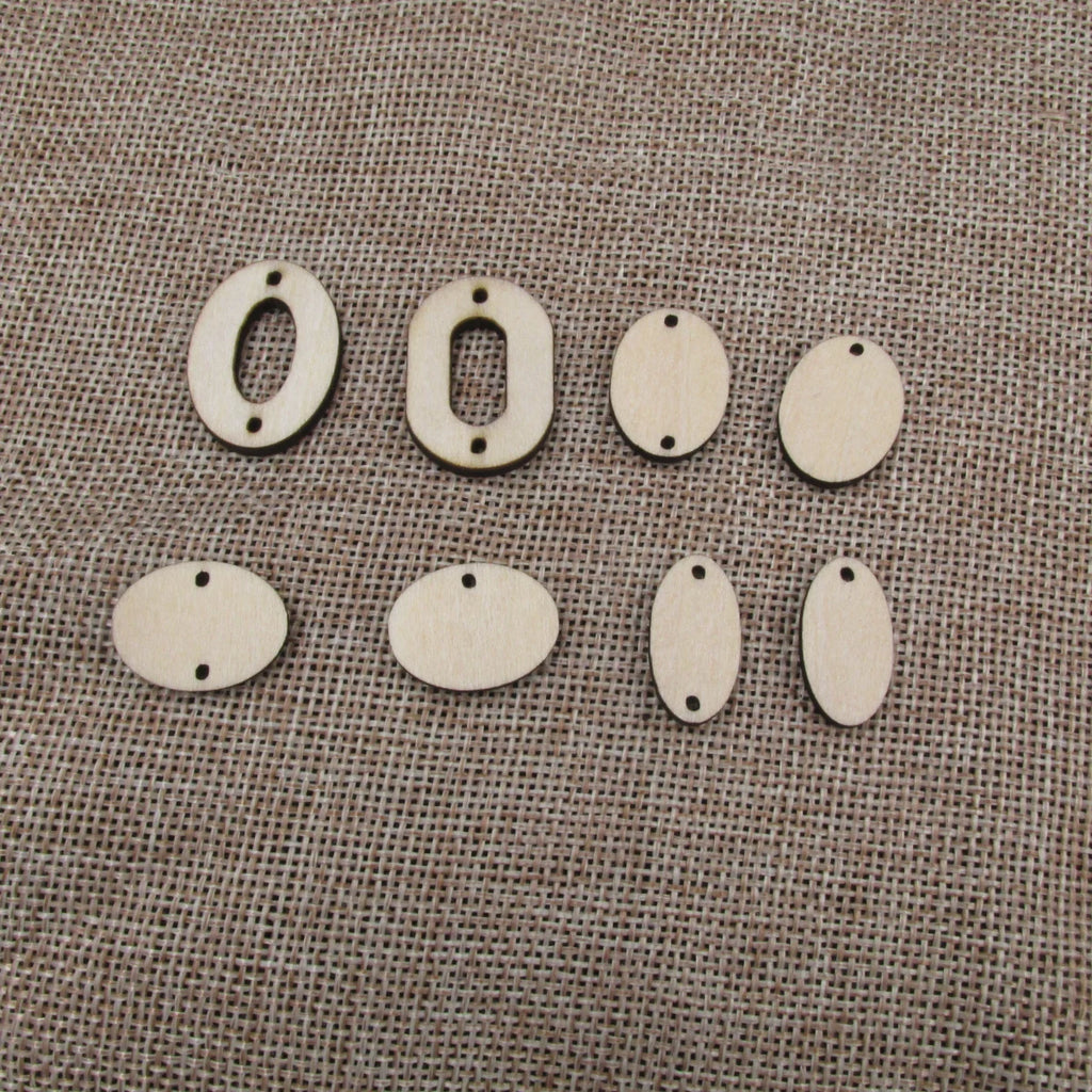 10 Pcs Unfinished Blank Wooden Geometric Oval Loop Shape Cutout Plywood Connector Jewelry Finding Supplies For Earrings