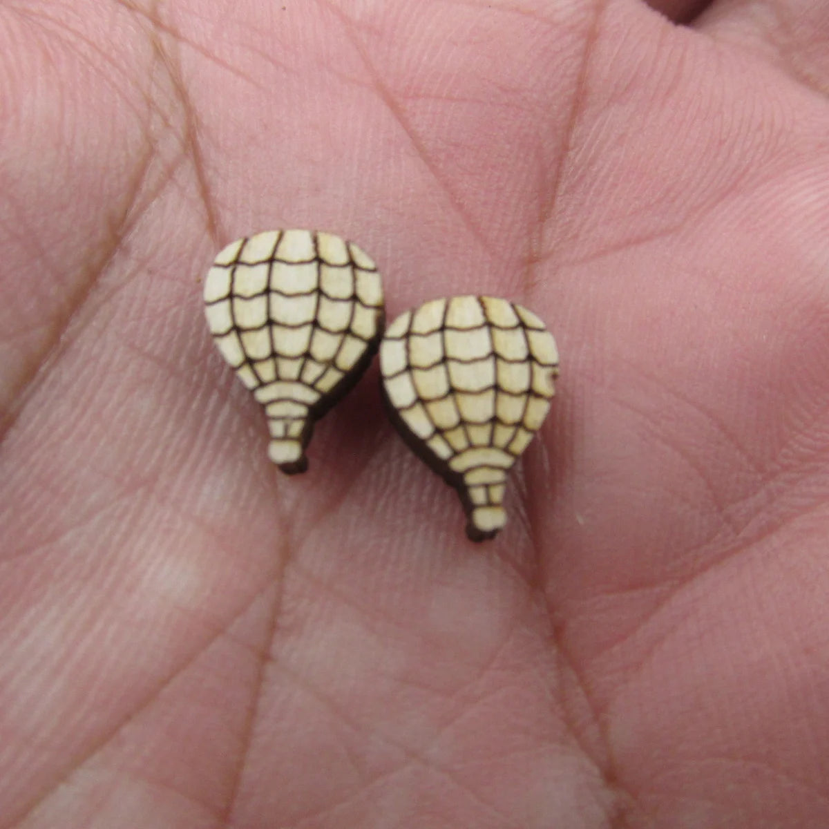 5Pair Unfinished Blank Wooden Summer Style Hot Air Balloon Cabochon Post Earrings Stud Jewerly Finding For Diy Wood Craft