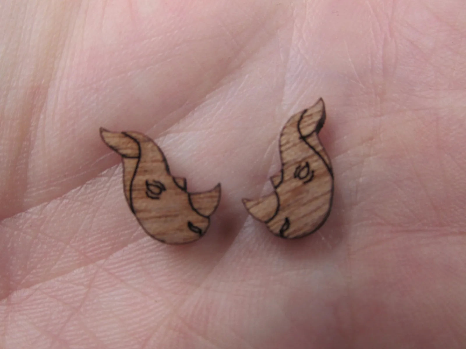5 Pair Unfinished Woodland Blank Wild Animal Wooden Rhino Cabochon Charms Wood Shape Cutouts For DIY Craft  Earring Stud