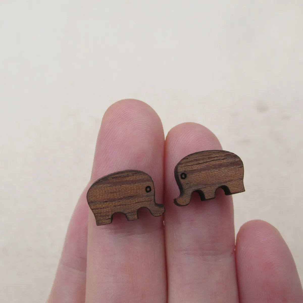 5 Pair Tiny Animal Elephant Wooden Cabochon Accessories Unfinished Wood Charms For DIY Handmade Earring Stud