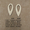10pcs All Size DIY Unfinished Laser Cut Wood Earrings Blanks Thin Pointed Reverse Teardrop Shape For Jewelry Accessories