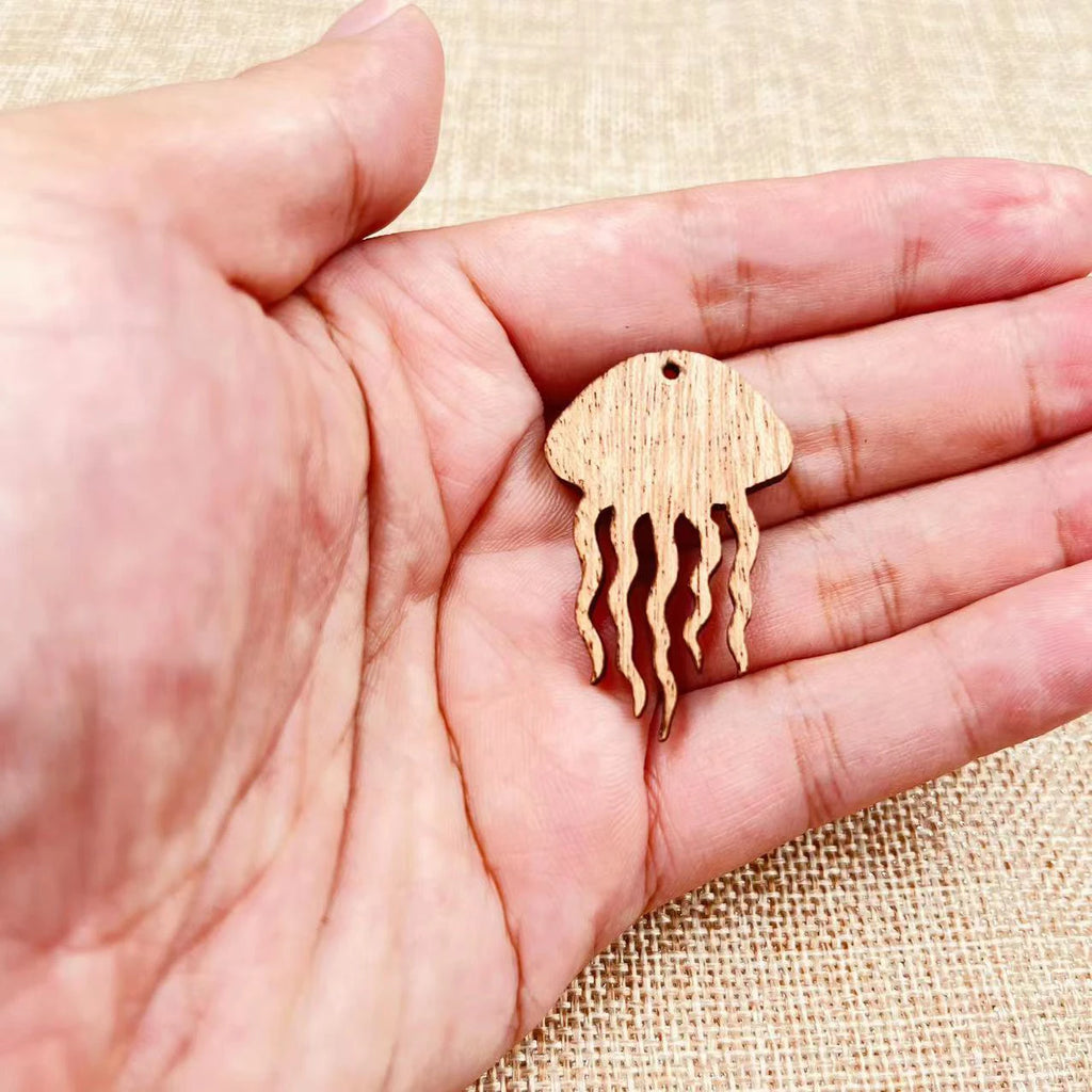 6pcs Unfinished Wood Sea Animal Ocean Jellyfish Charms Jelly Fish Earring Pendants For Jewelry Making DIY Handmade Crafte