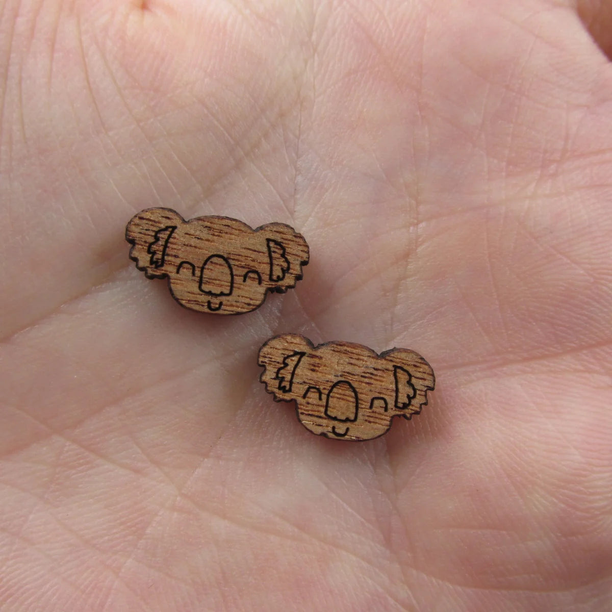 5 Pair Unfinished Blank Wide Animal Wood Koala Bear Wooden Cutout Shapes For DIY Stud Earrings Supplies