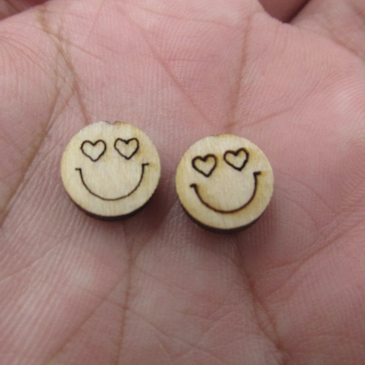 5 Pair Unfinished Blank Wooden Cabochon Valentines Day Truck Happy Face Speech Bubble Post Love Letter Wood Earrings Stud