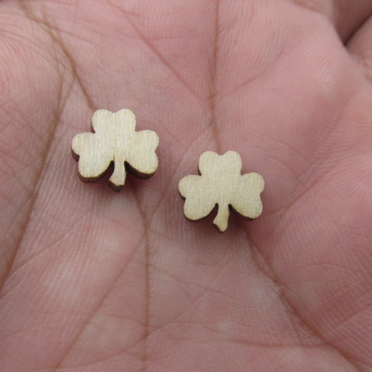5 Pair Unfinished Blank Wooden 4 Leaf 3 Leaves Shamrock Fleur De Lis Cabochon Post Wood Earrings Stud St Patricks Day Gifts