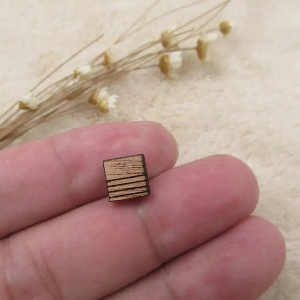 10pcs Unfinished Blank Wooden Geometric Square Shapes, DIY Wood Crafts Stud Earrings, Jewelry Making