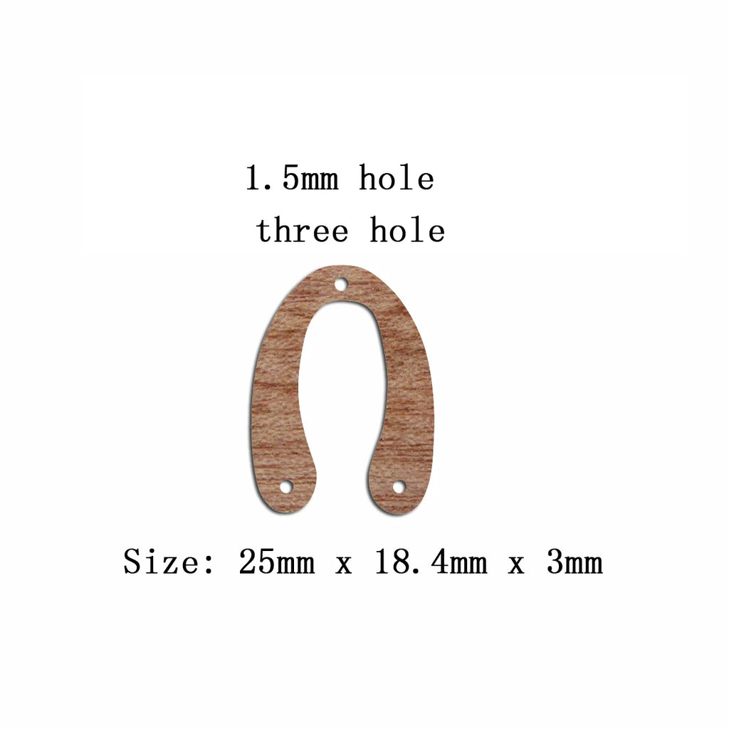 6pcs Unfinished 25mm x 18mm Blank Wooden U Semi Circle Post Stud Earring Connector Pendant for Jewelry Making