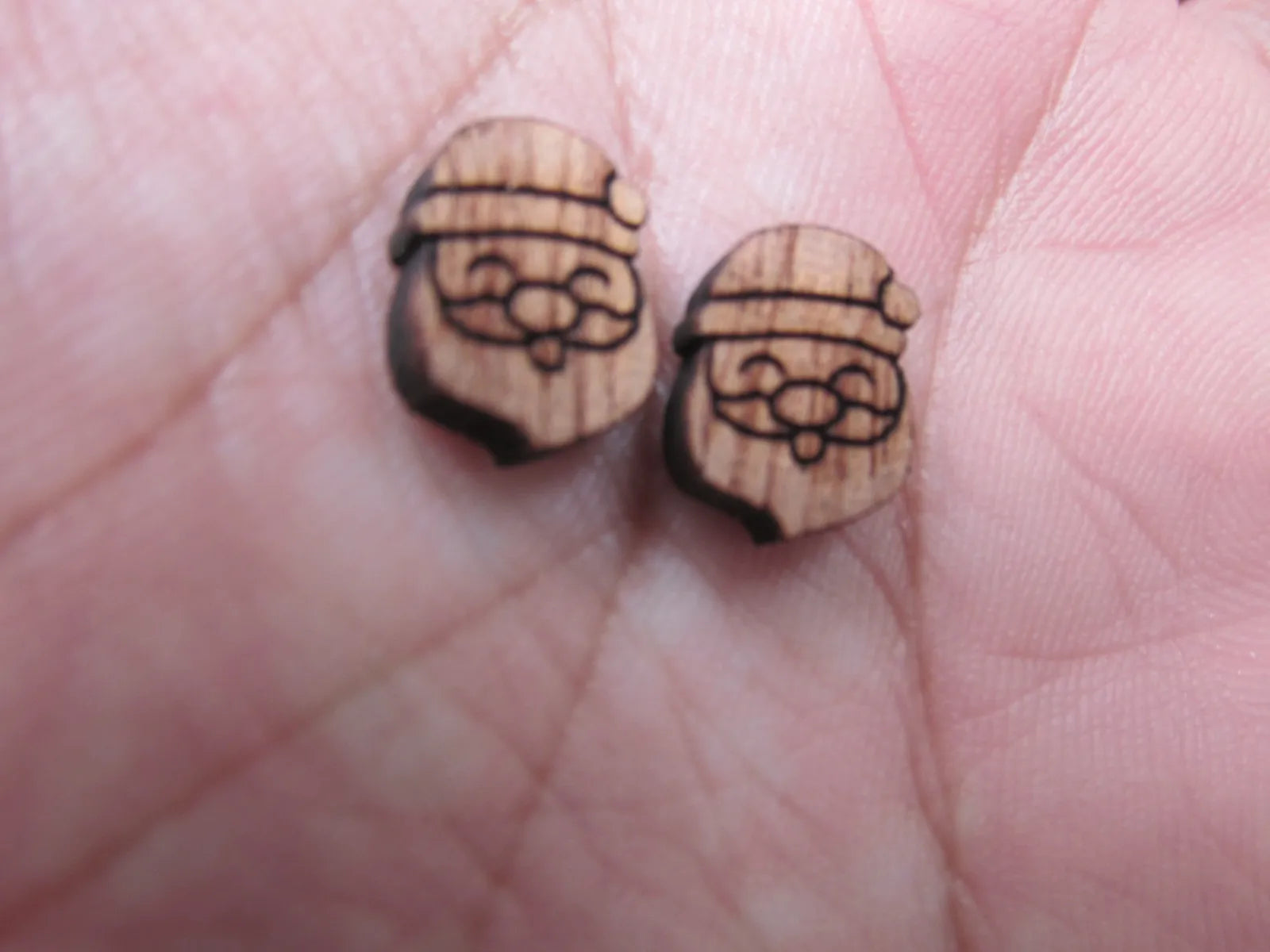 5 Pair Unfinished Blank Wood Cabochon Christmas Santa Claus Wooden Cutout Shapes For Paint Kit Craft  DIY Stud Earrings Supplies