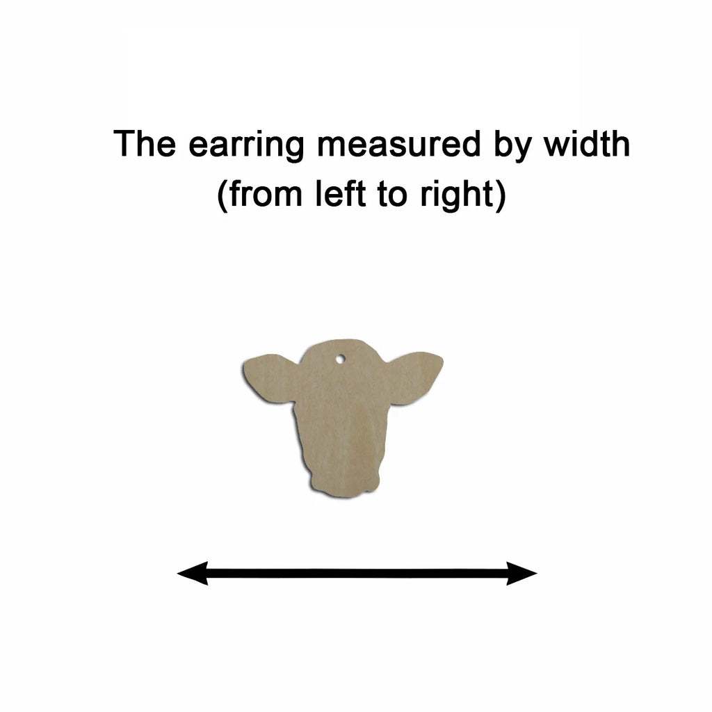 10pcs Multiple Size Unfinished Wooden Blanks Animal Cow Cattle Head Cutout Shape Dangle Earring For Jewelry Supplier