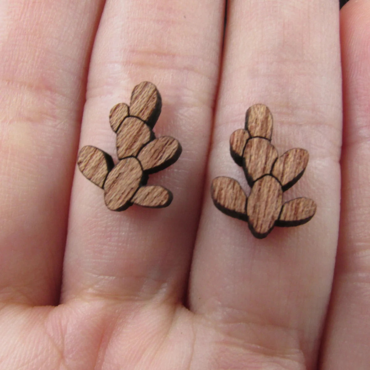 5 Pairs Unfinished Laser Engraved Wood Cabochon Shape Plants Cactus Charms Wooden Cutout Jewerly Earrings Suppliers