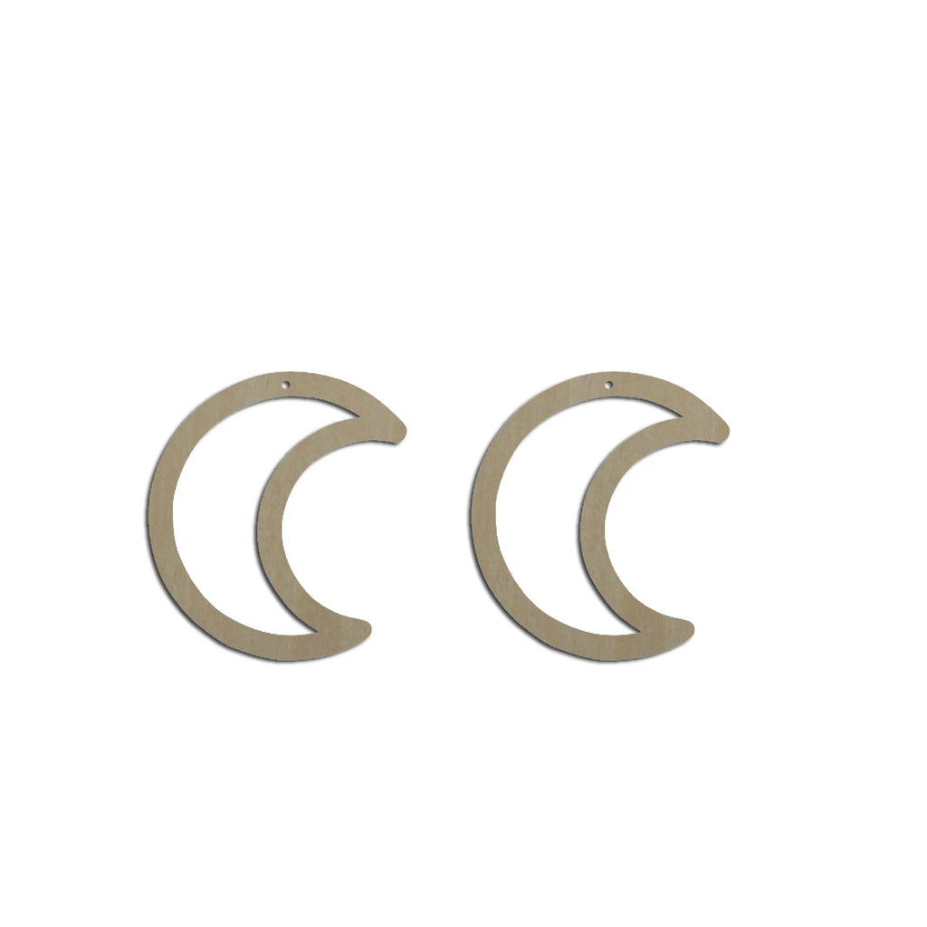 10pcs Unfinished Wood Blank Moon Hoop Outline Cutout Shape Macrame Earring Pendant Charms For DIY Jewelry Making