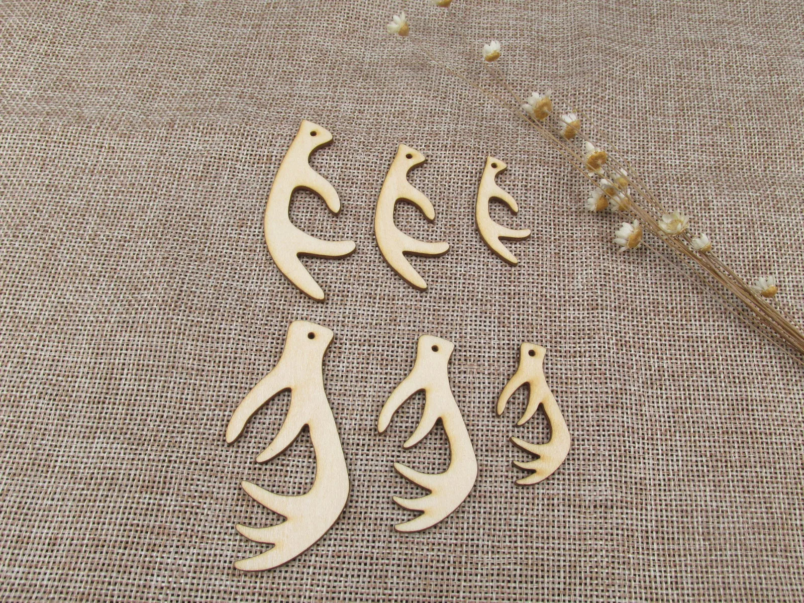 Unfinished Laser Cut Wooden Earrings Blank Pendant Wood Wild Animals Deer Horn Shapes For DIY Jewelry Project Making