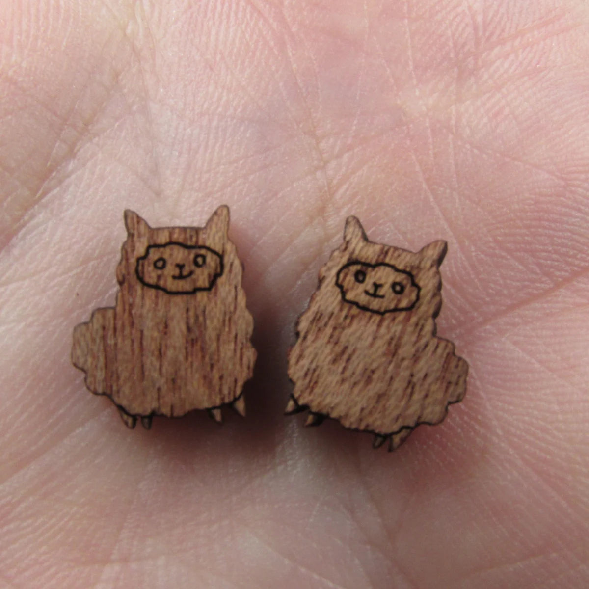 5 Pair Unfinished Blank Wild Animal Wooden Llama Alpaca Cabochon Charms Wood Shape Cutouts For DIY Craft  Earring Stud