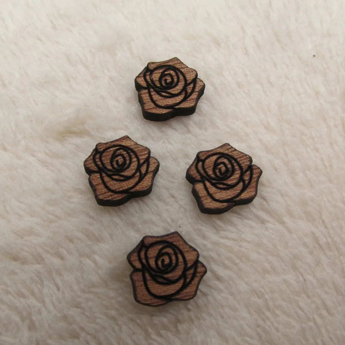 10pcs Unfinished Wood Cabochon Flower Icon, Laser Cut Engraving, DIY Craft Scrapbook Jewelry, Earrings Charm, Pendant Making