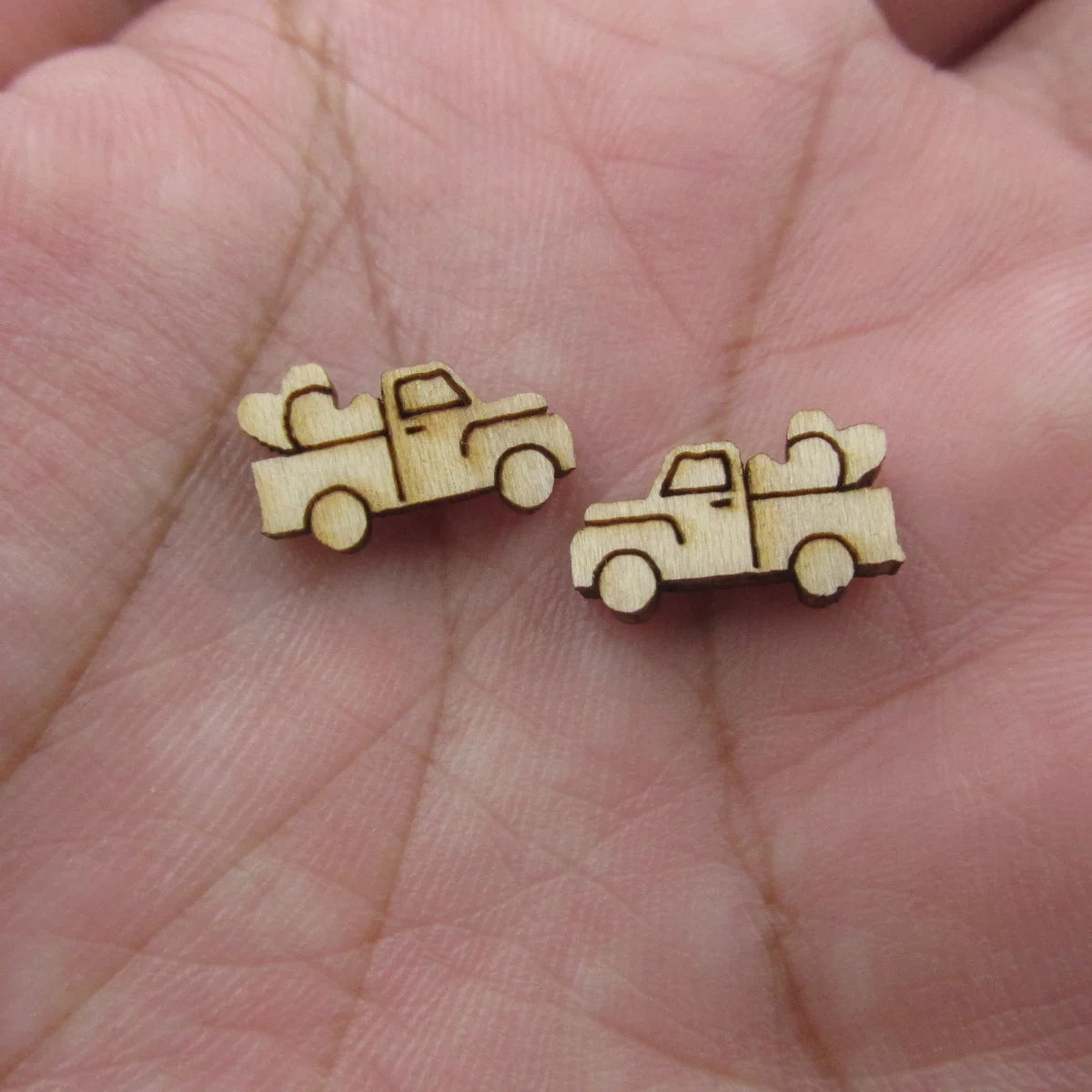 5 Pair Unfinished Blank Wooden Cabochon Valentines Day Truck Happy Face Speech Bubble Post Love Letter Wood Earrings Stud