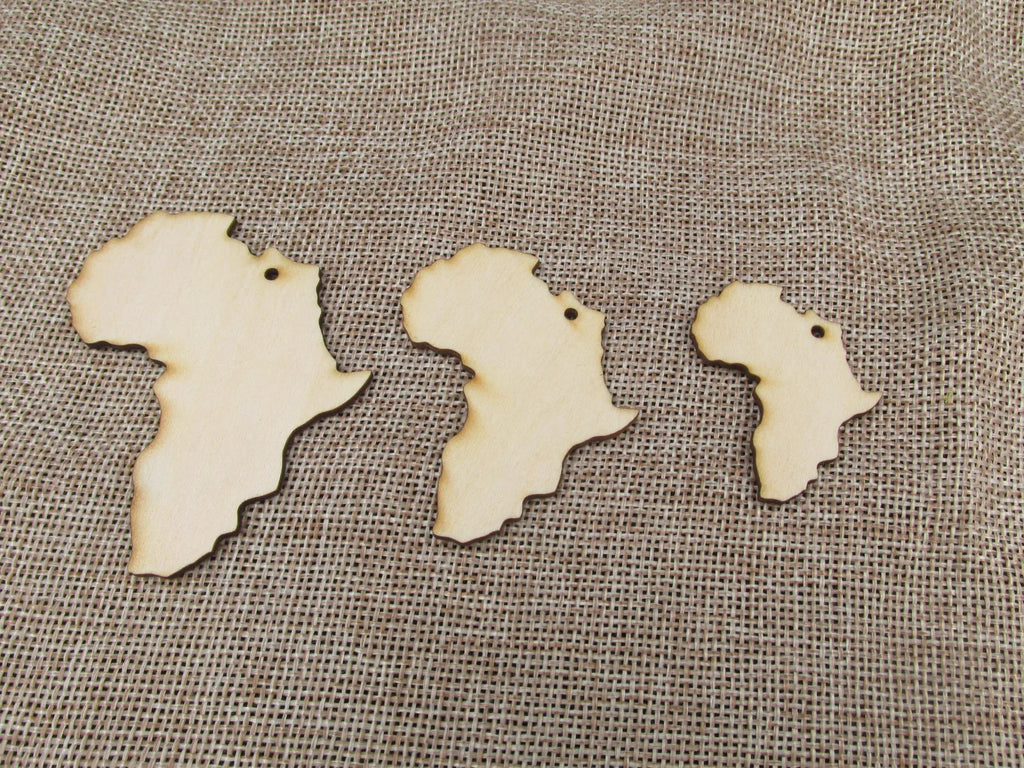 DIY Unfinished Laser Cut Wooden Earrings Blank Pendant Wood Africa Map Shapes For Jewelry Findings Components