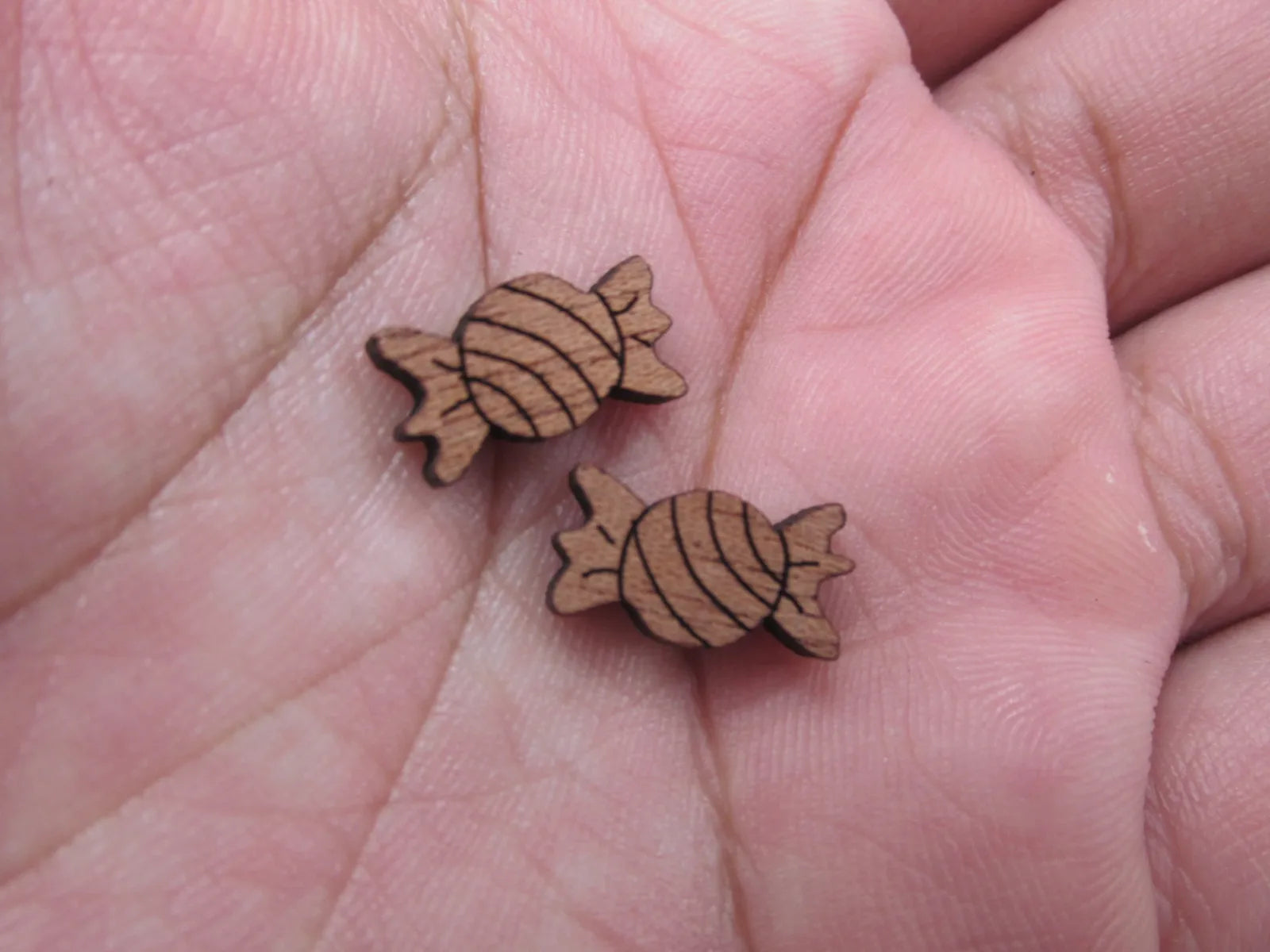 5 Pair Unfinished Wood Cabochon Christmas Holiday Peppermint Candy Cane Wooden Cutout Shapes For DIY Stud Earrings Supplies
