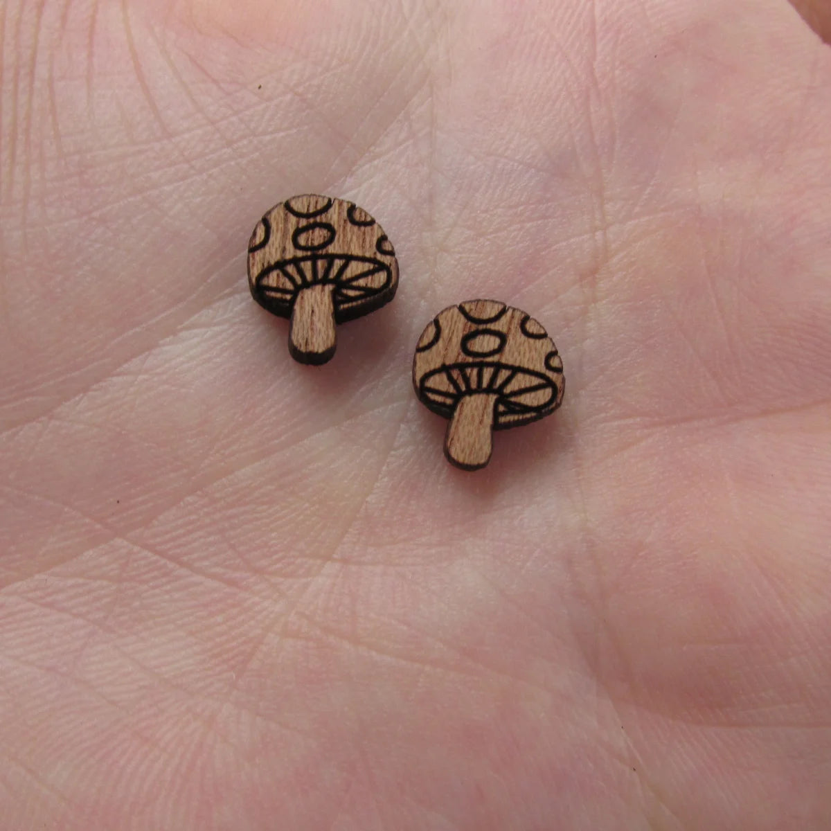 5 Pair Unfinished Blank Wooden Plants Mushroom Cabochon Wood Shape Cutouts For DIY Craft Earring Stud