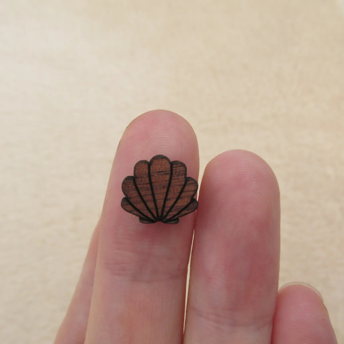 Mini Wooden Cabochon Laser Cut Blanks Wood Seashell Shape For Earring Stud Making Jewerly Supplies