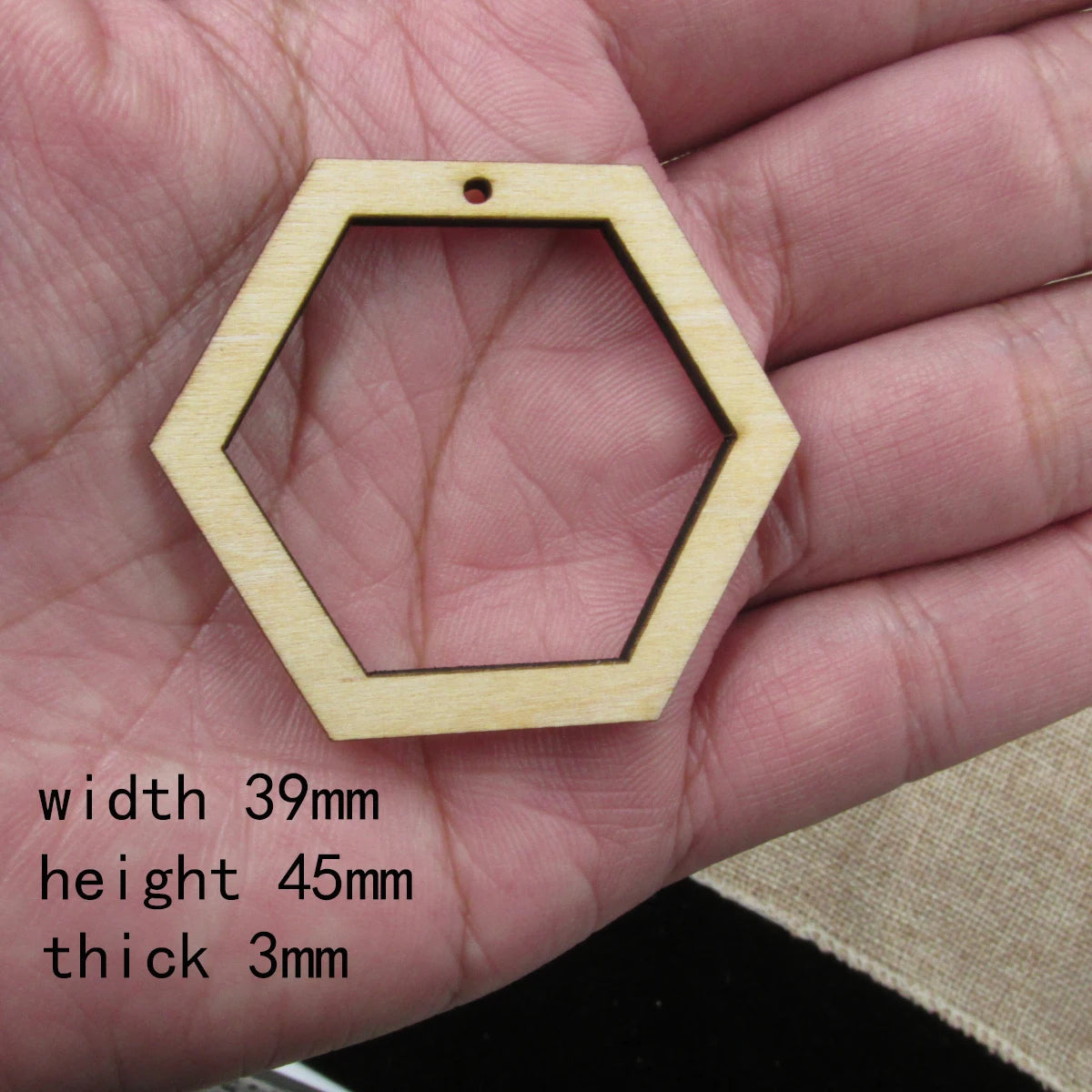 10pcs 1.75 inch Unfinished Wooden Blanks Geometric Hexagon Macrame DIY Earrings Parts Findings Accessories Supplies