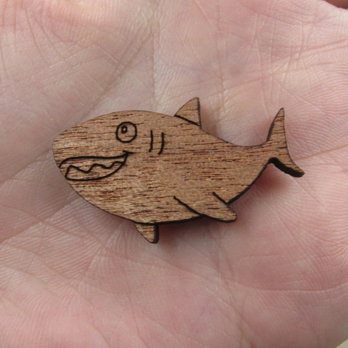 3 Pair Unfinished Ocean Animal Wooden Shark Fish Shape Cutout For Brooches Pin Magnet Pendant Charms Diy Making